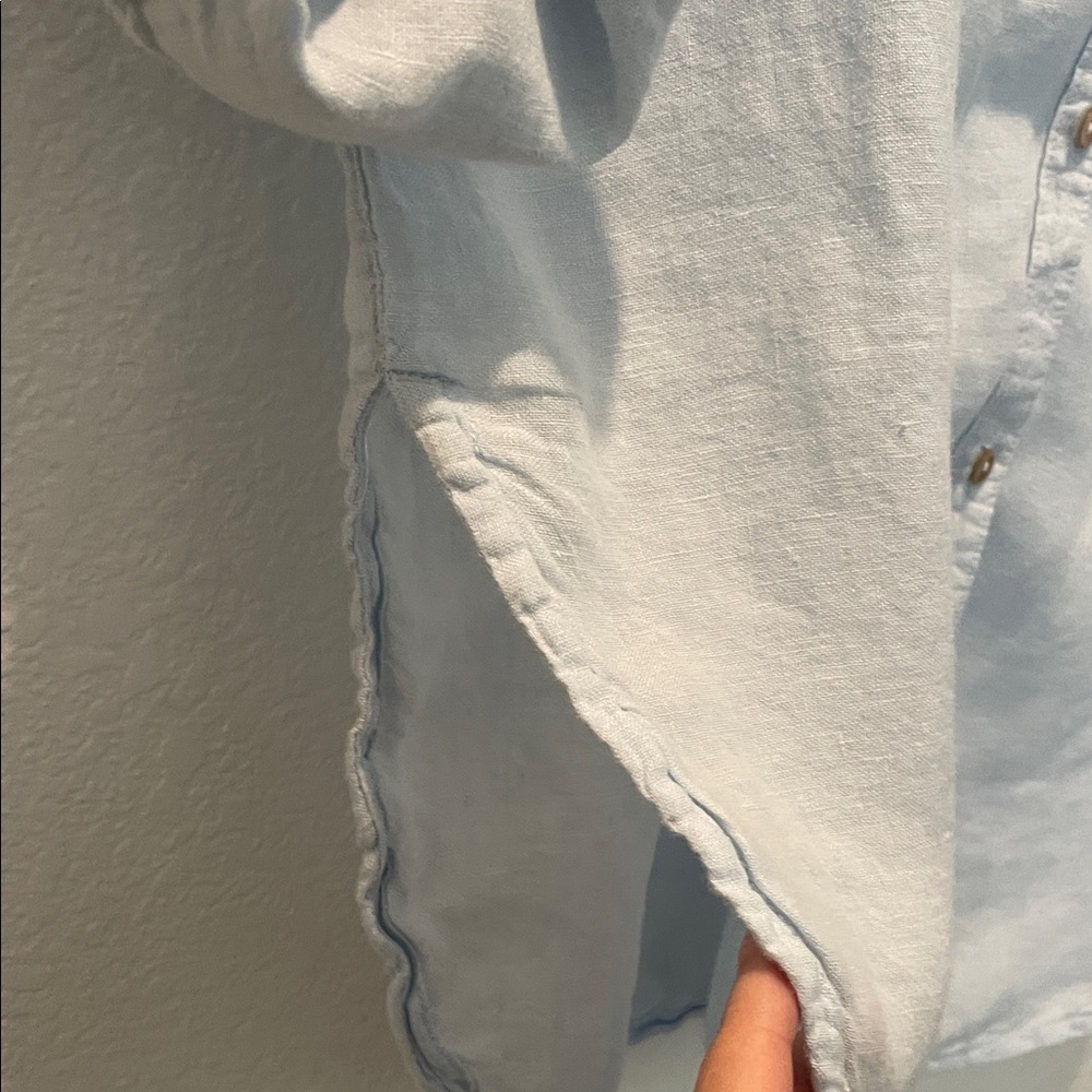 Sigrid Olsen Light Blue Casual Button-Down Shirt - image 5